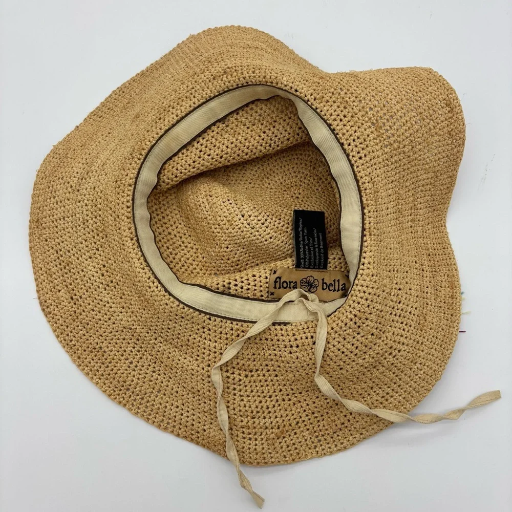Flora Bella Floppy Raffia Sun Hat with Colorful Woven Band - Picture 5 of 7